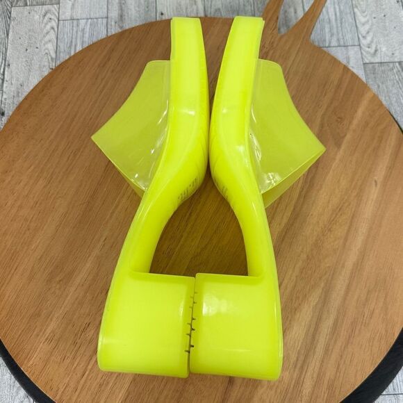 Steve Madden Harlin Chunky Jelly‎ Neon Slide Sandals Citron Yellow 9 Y2K - Picture 7 of 11